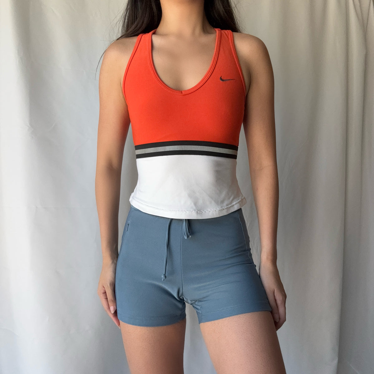 Nike Y2K Orange Grey Active Short Set Sporty