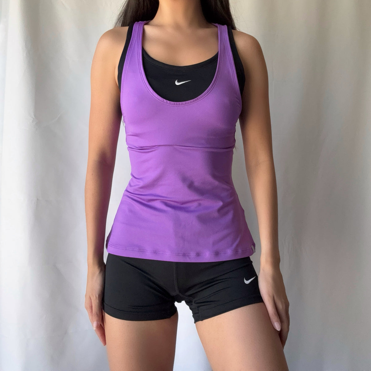Nike Mixed Era Purple Black Athletic Short Set