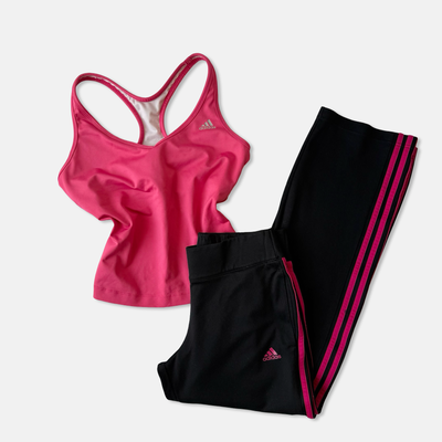 Adidas Mixed Era Pink Black Track Pant Set
