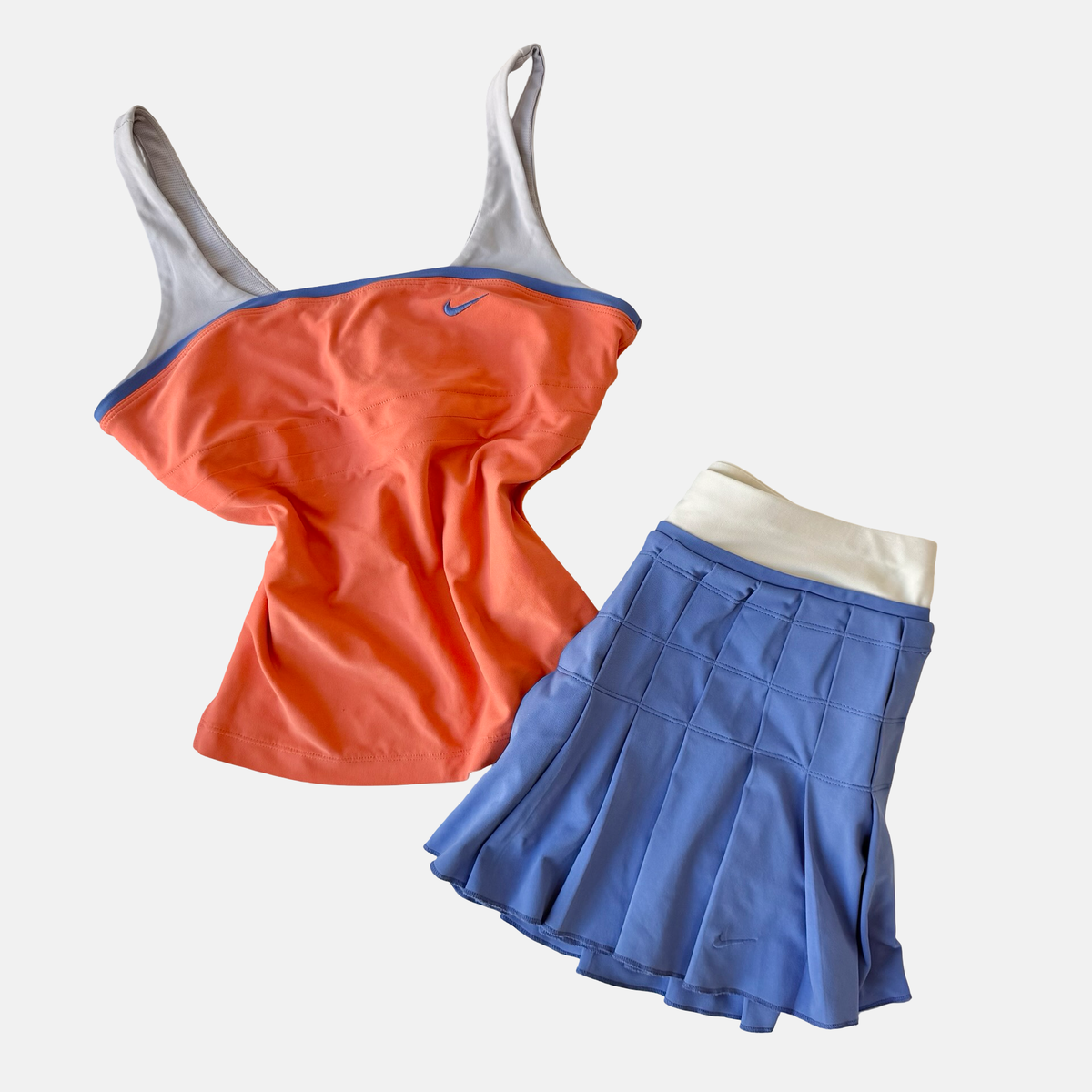 Nike Rare Late 2000s Coral Blue Tennis Skort Set