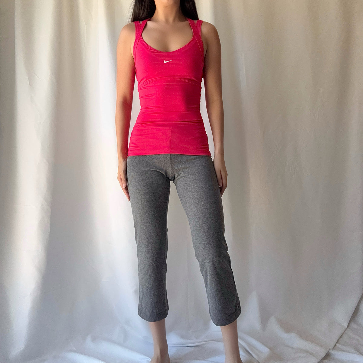 Nike Pink Grey Active Capri Set Y2K Athleisure