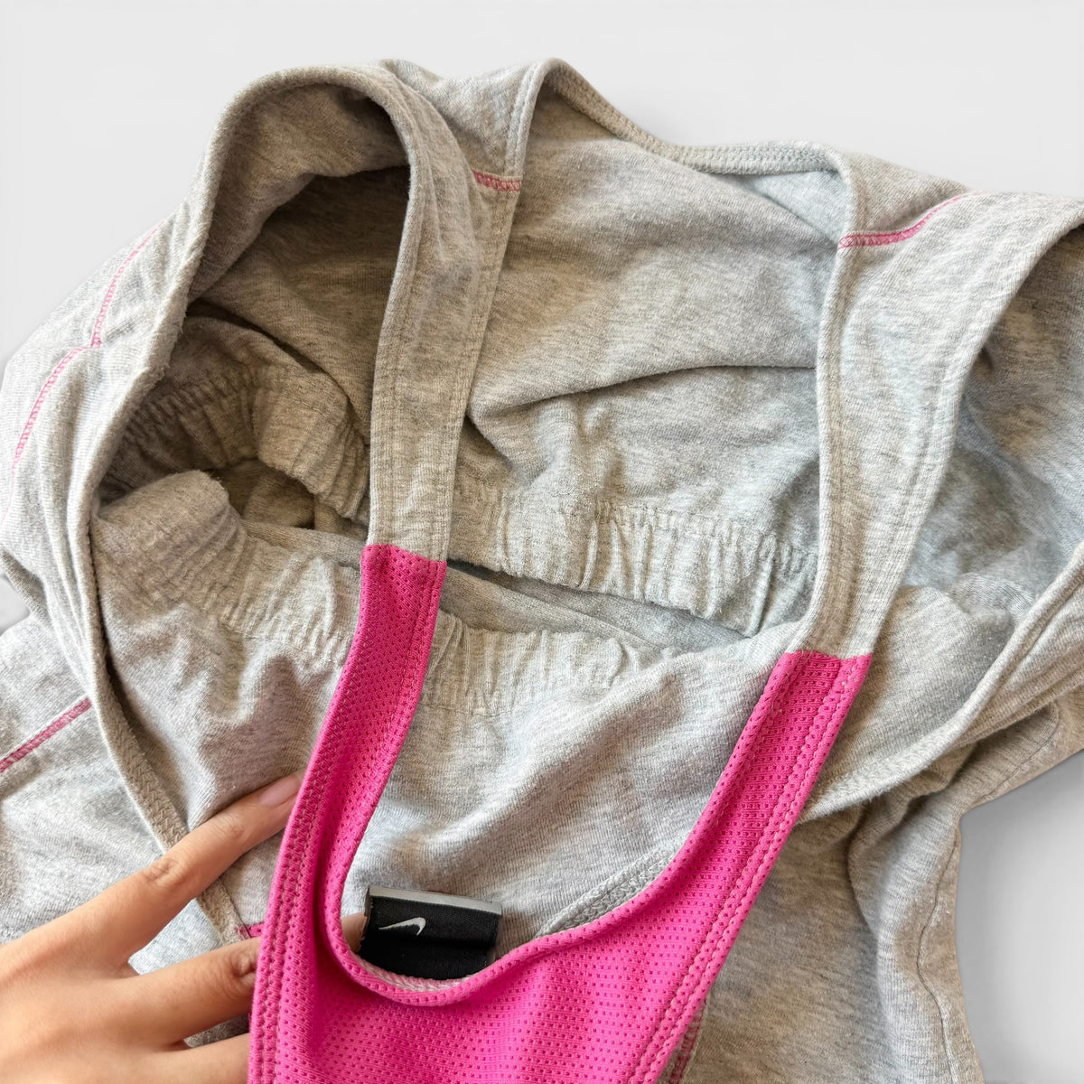 Nike Y2K Grey Pink Capri Set Early 2000s Y2K Athleisure