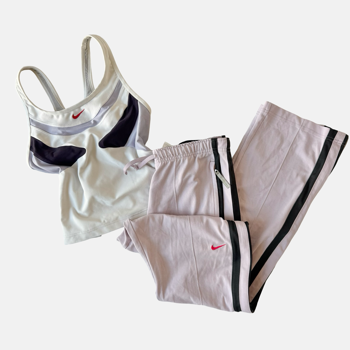 Nike Mixed Era White Lilac Flare Pant Set