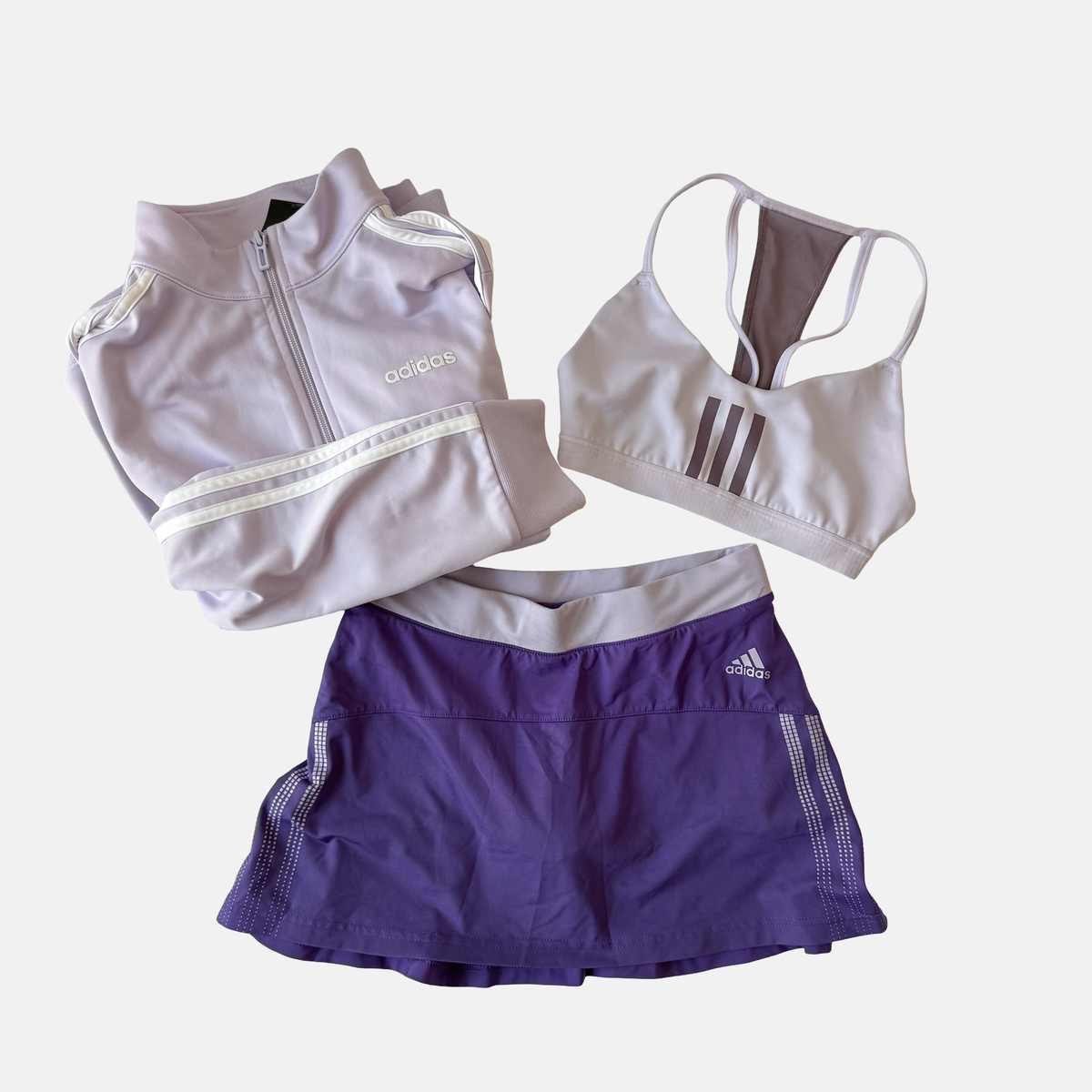 Adidas 3 Piece Purple Tennis Skort Set Jacket