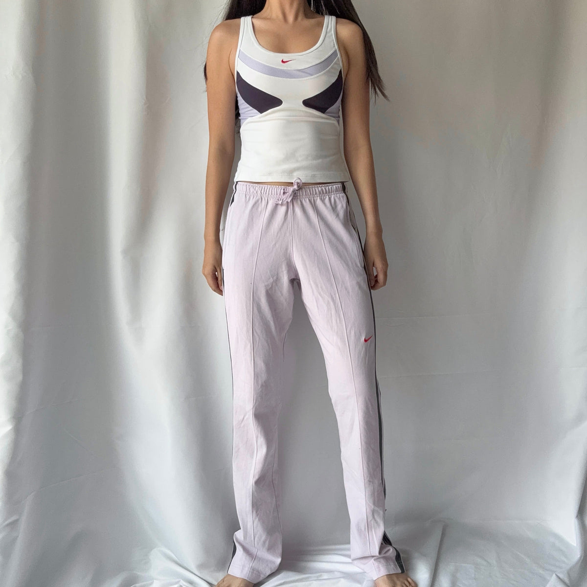 Nike Mixed Era White Lilac Flare Pant Set