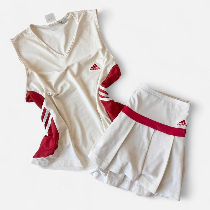 Adidas Vintage 2006 White Red Skirt Set ❤️
