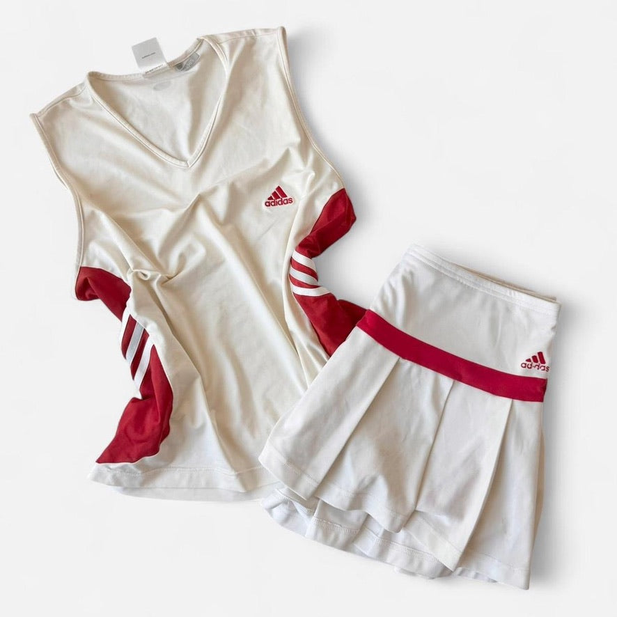 Adidas Vintage 2006 White Red Skirt Set ❤️