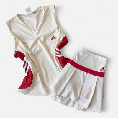 Adidas Vintage 2006 White Red Skirt Set ❤️