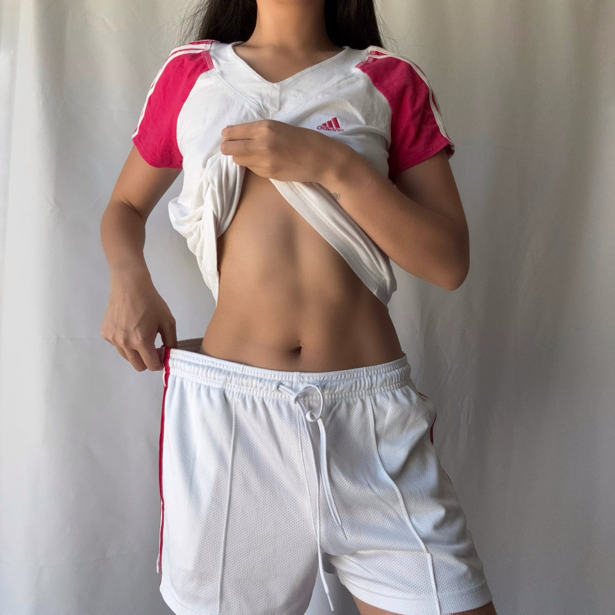 Adidas Late 2000s White Pink Athletic Short Set
