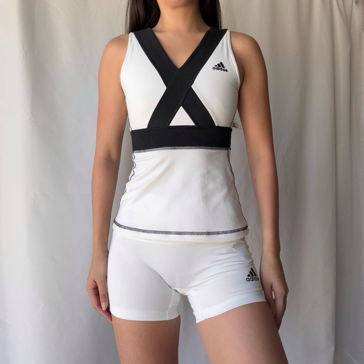 Adidas White Black Active Short Set Mixed Era