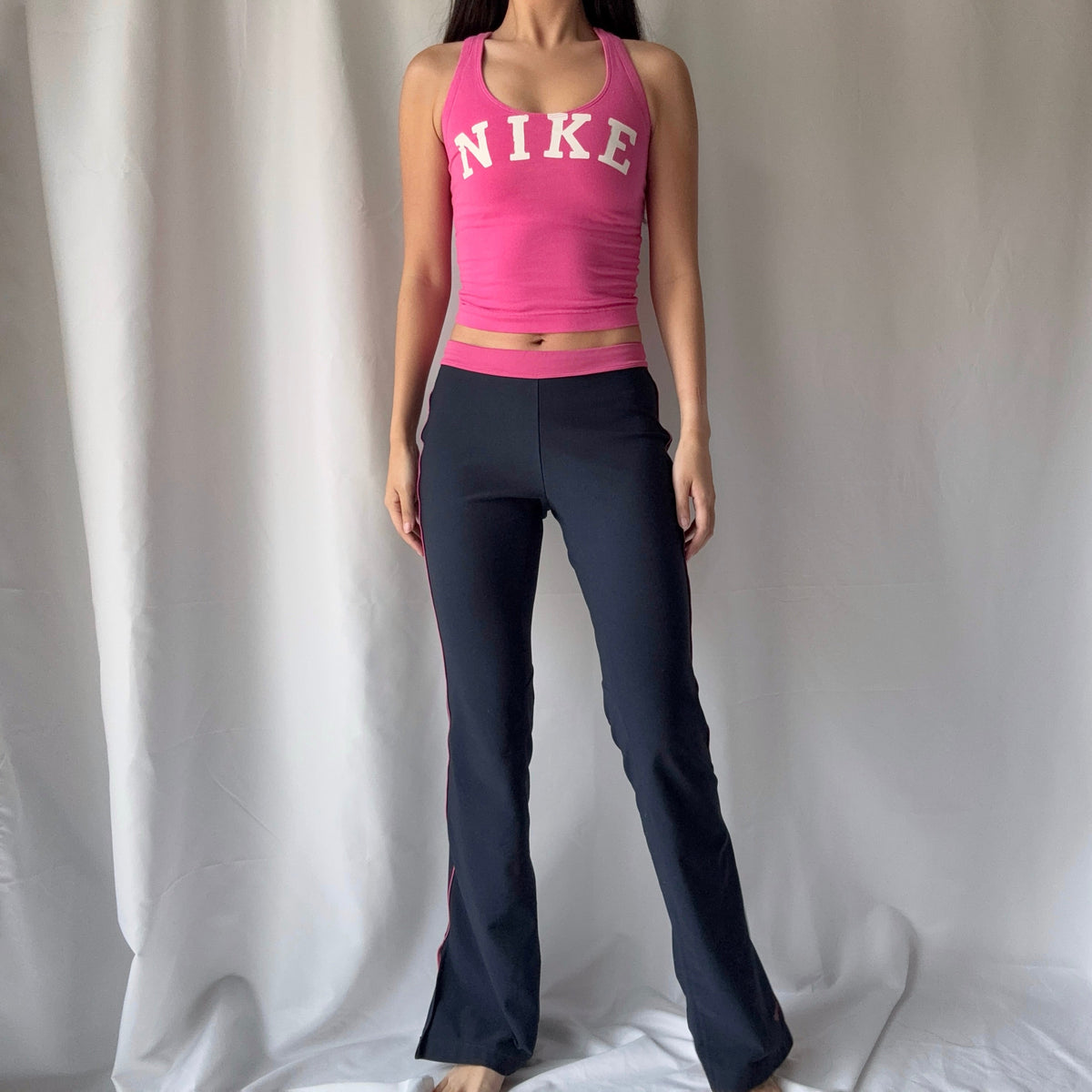 Nike Y2K Pink Black Flare Pant Set