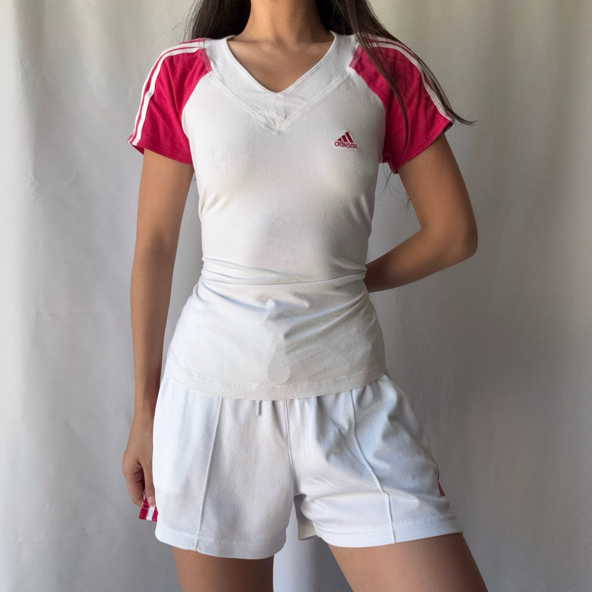 Adidas Late 2000s White Pink Athletic Short Set