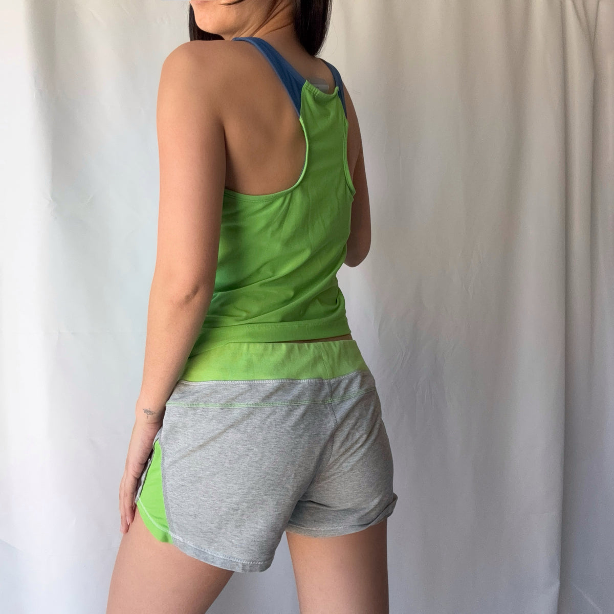 Nike Lime Green Grey Active Short Set Sporty Y2K Fit