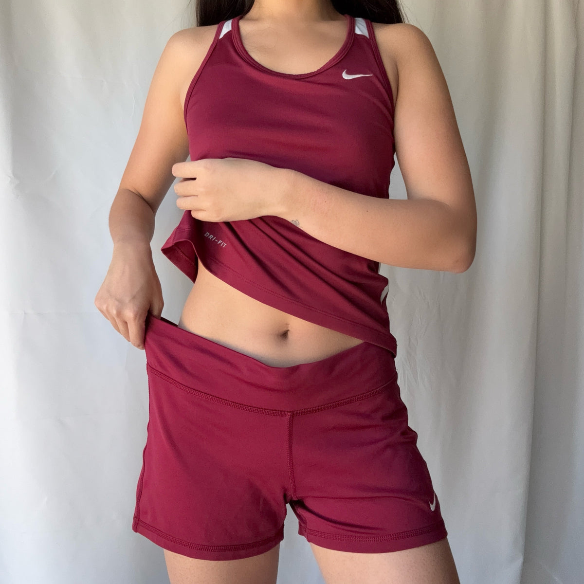 Nike Burgundy Running Short Set Classic Athleisure