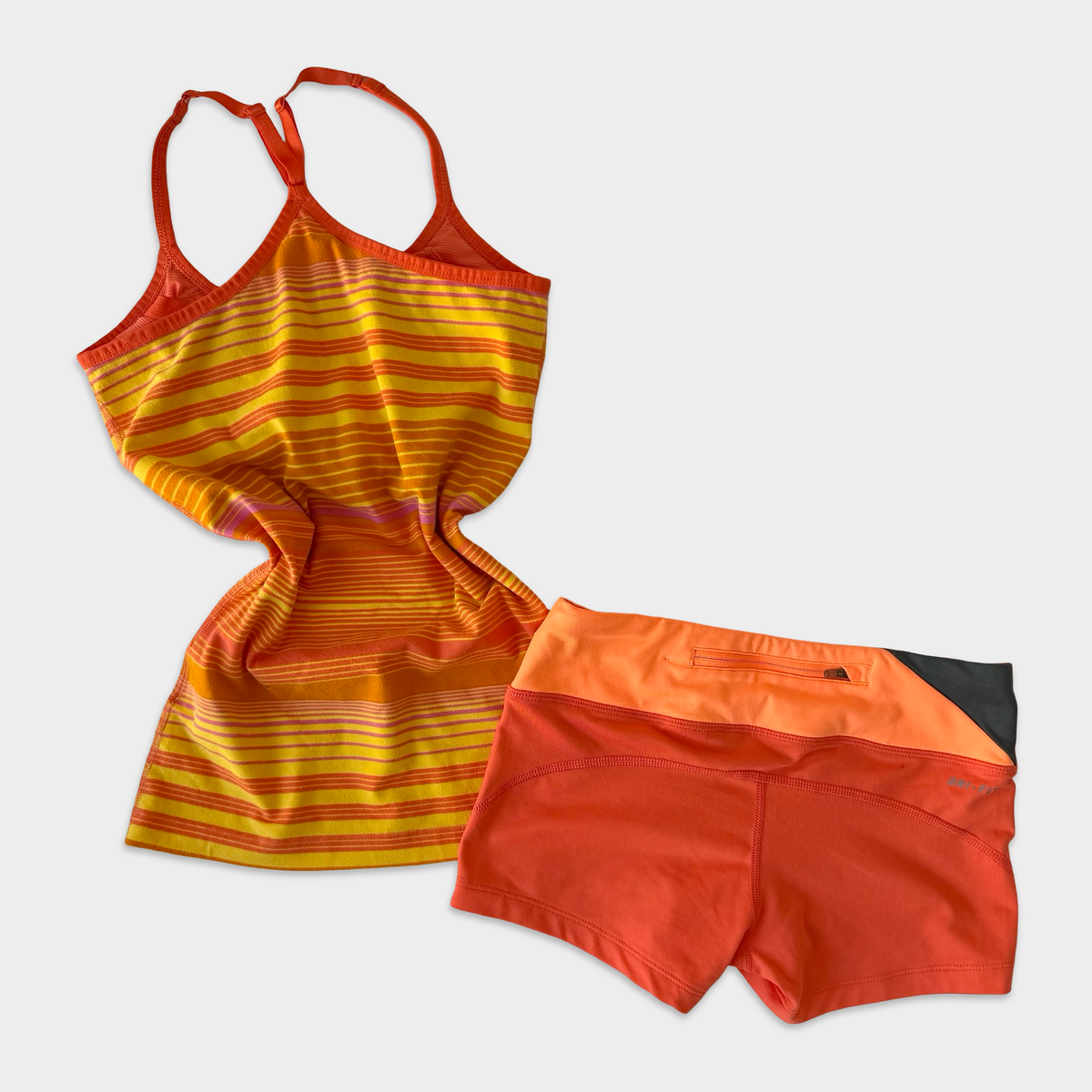 Nike Mixed Era Orange Pink Athletic Short Set