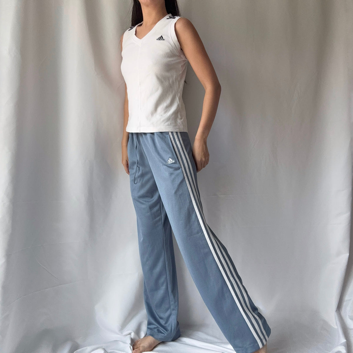 Adidas Mixed Era White Gray Track Pant Set