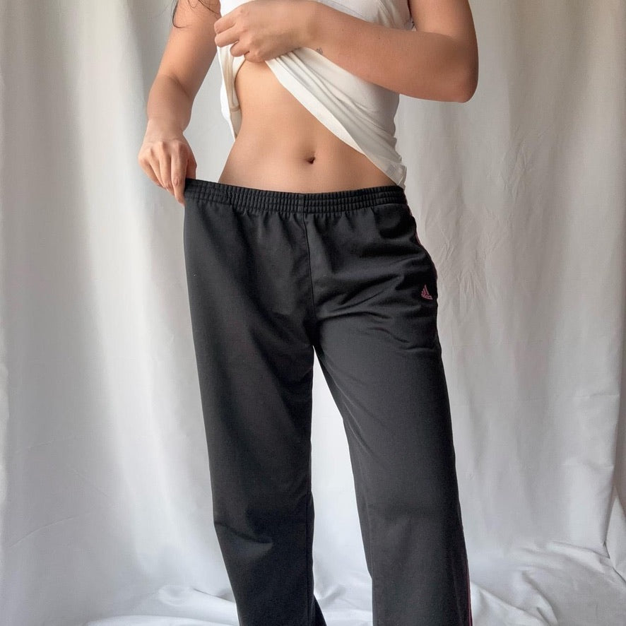 Nike x Adidas Y2K Black Pink Stripe Low Rise Wide Leg Set