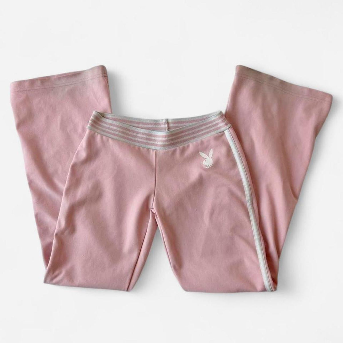 Playboy 90s Baby Pink Flare Pant Set Rhinestone Bunny Y2K Lounge