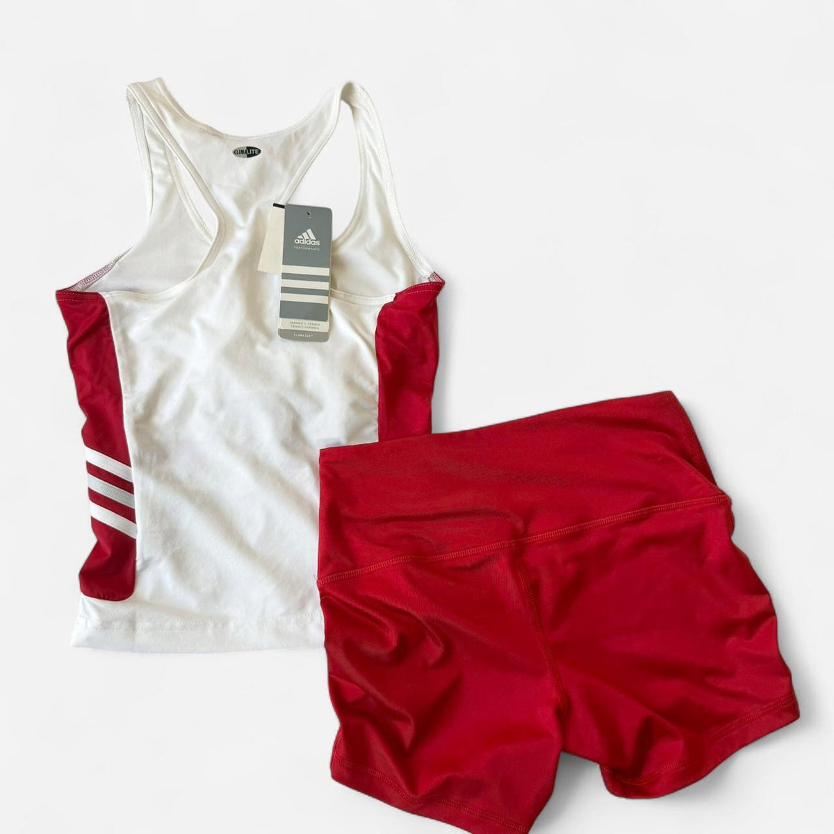 Adidas Classic Red White Active Short Set Sporty Athleisure