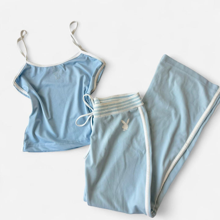 Vintage 90s Playboy Baby Blue Cami & Track Pants Set