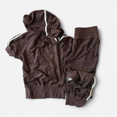 Vintage Bebe Sport Brown Velour V-Neck Crop & Capri Set