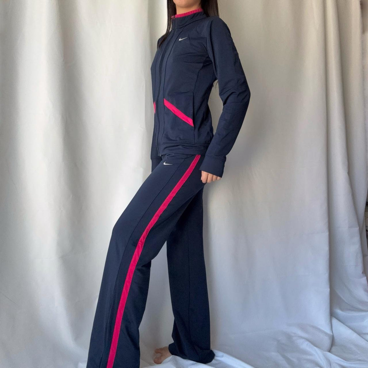 Vintage Nike Navy & Pink Stripe Tracksuit Set