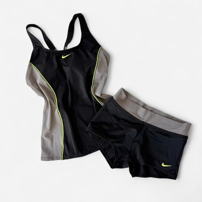 Vintage Nike Grey & Yellow Racerback Tank & Shorts Set