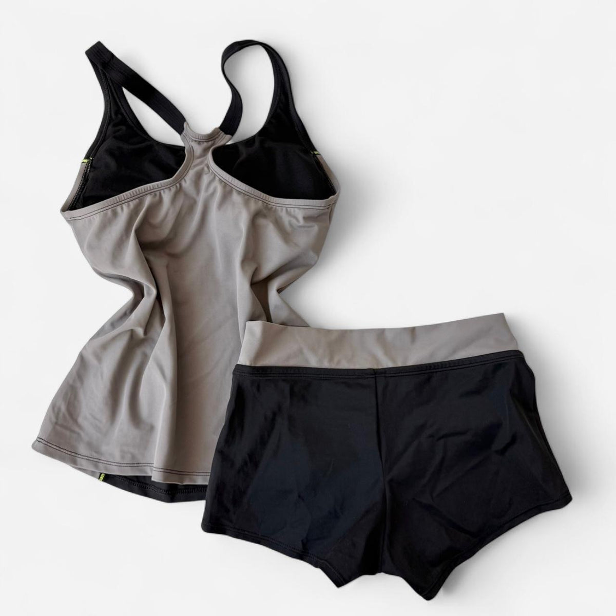 Vintage Nike Grey & Yellow Racerback Tank & Shorts Set