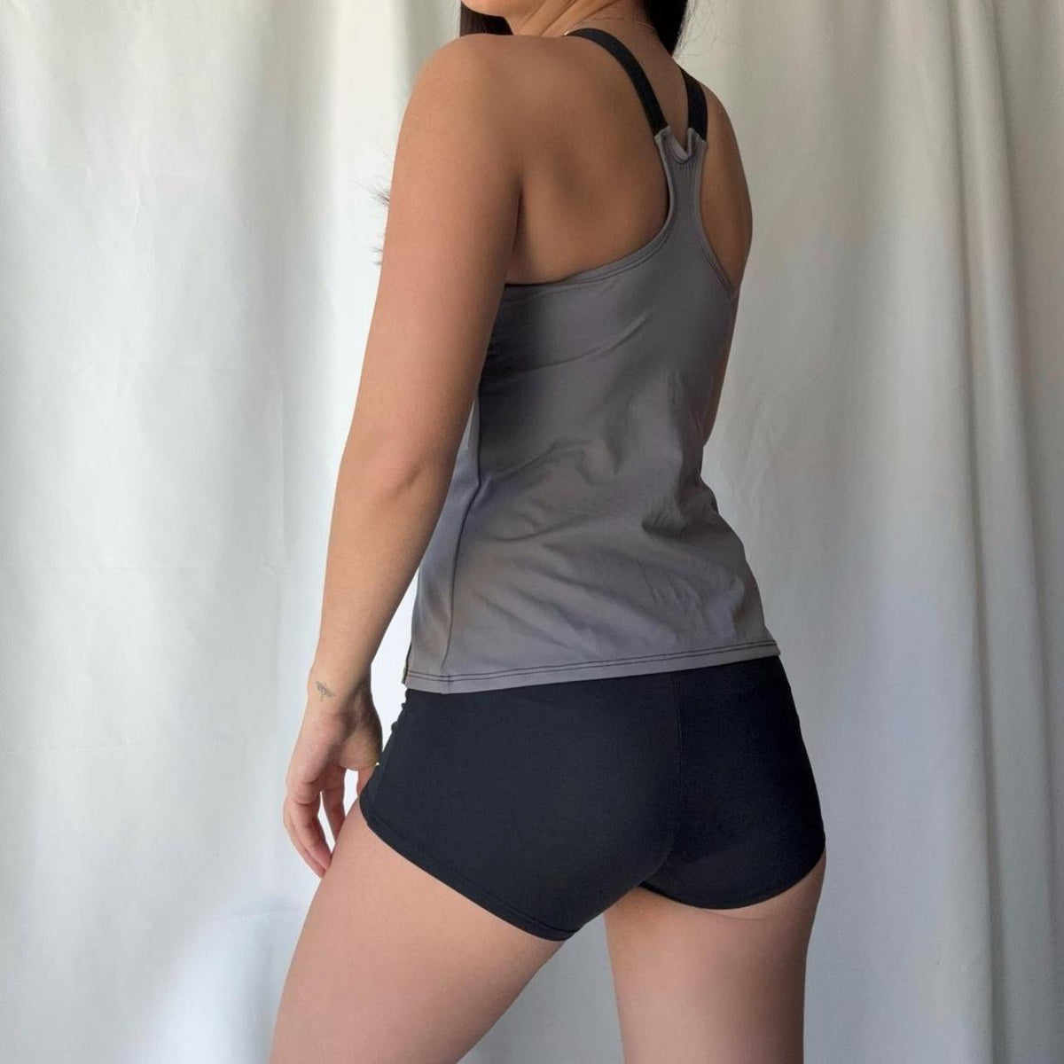 Vintage Nike Grey & Yellow Racerback Tank & Shorts Set