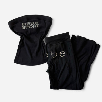 Vintage Bebe Sport Black Zip Jacket & Track Pants Set