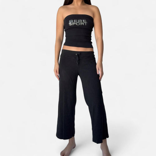 Vintage Bebe Sport Black Logo Strapless Top