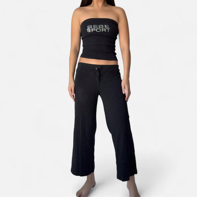Vintage Bebe Sport Black Logo Strapless Top