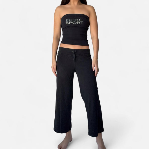 Vintage Bebe Sport Black Logo Strapless Top