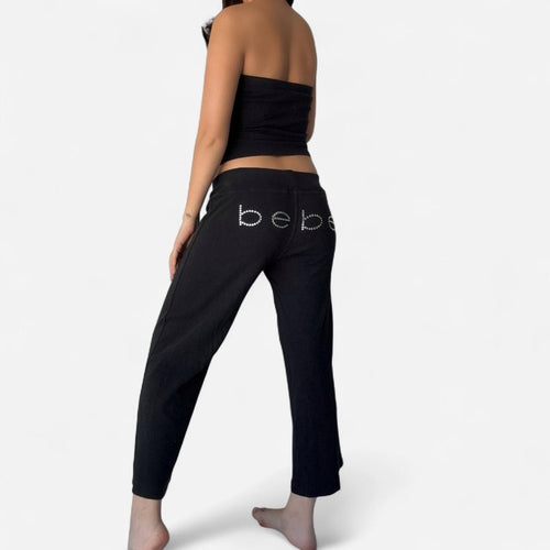 Vintage Bebe Sport Black Logo Strapless Top