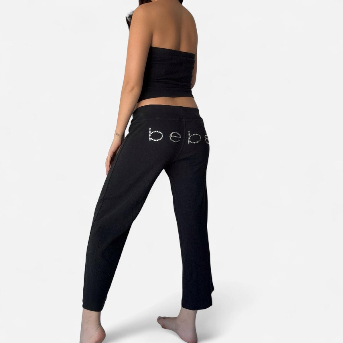 Vintage Bebe Sport Black Logo Strapless Top