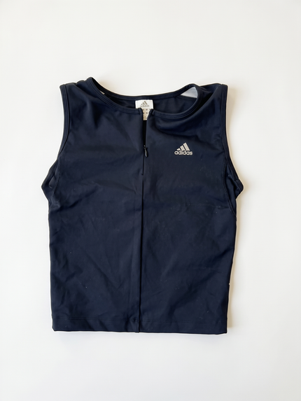 Adidas Y2K Navy Green Zip Front Tank Top