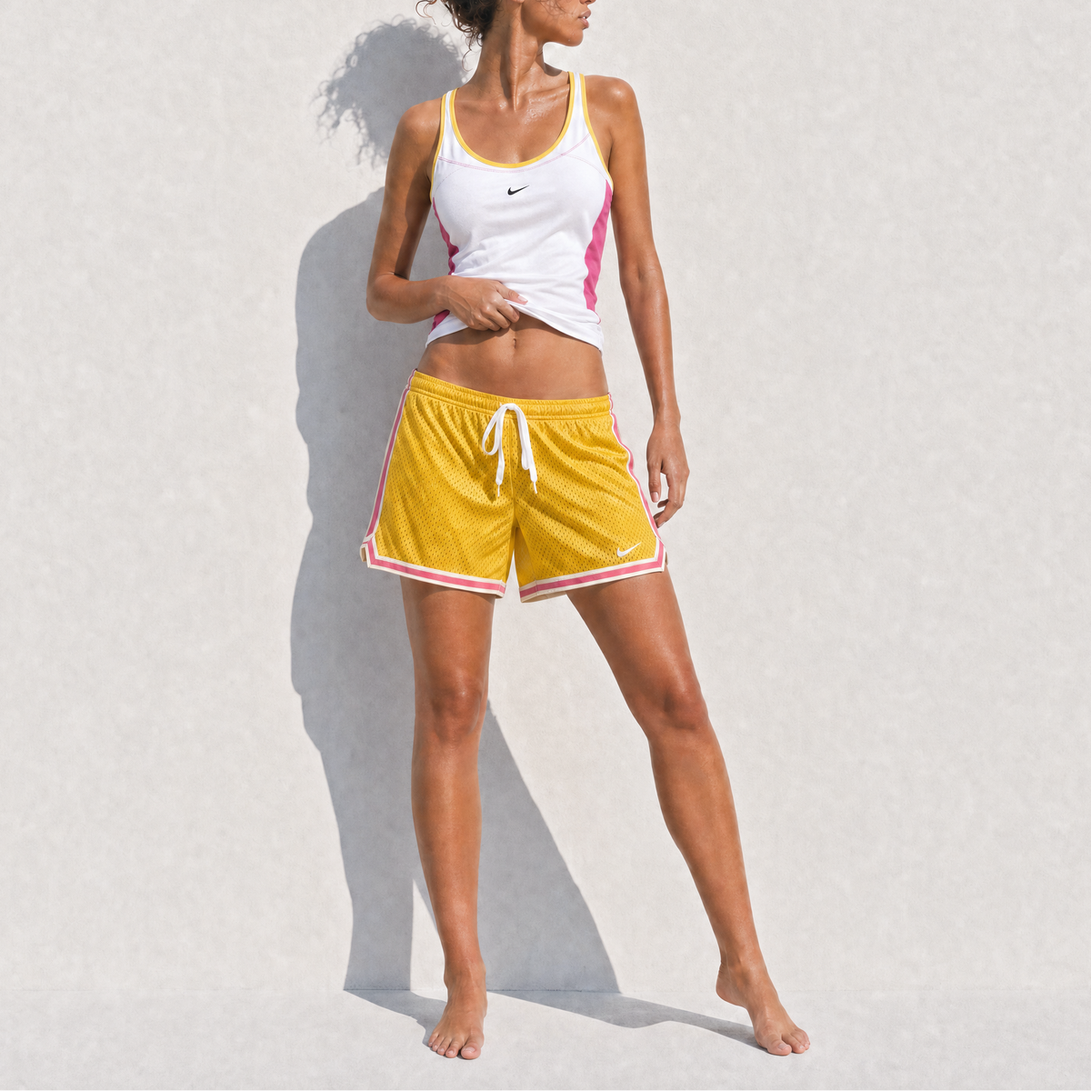 Nike Y2K White Pink Yellow Short Set