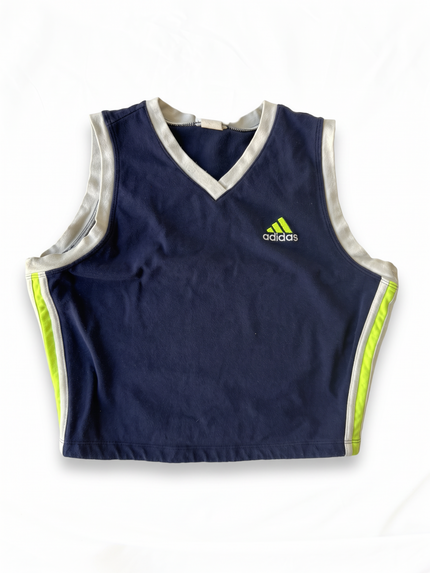 Adidas 90s Navy Lime V-Neck Crop Tank