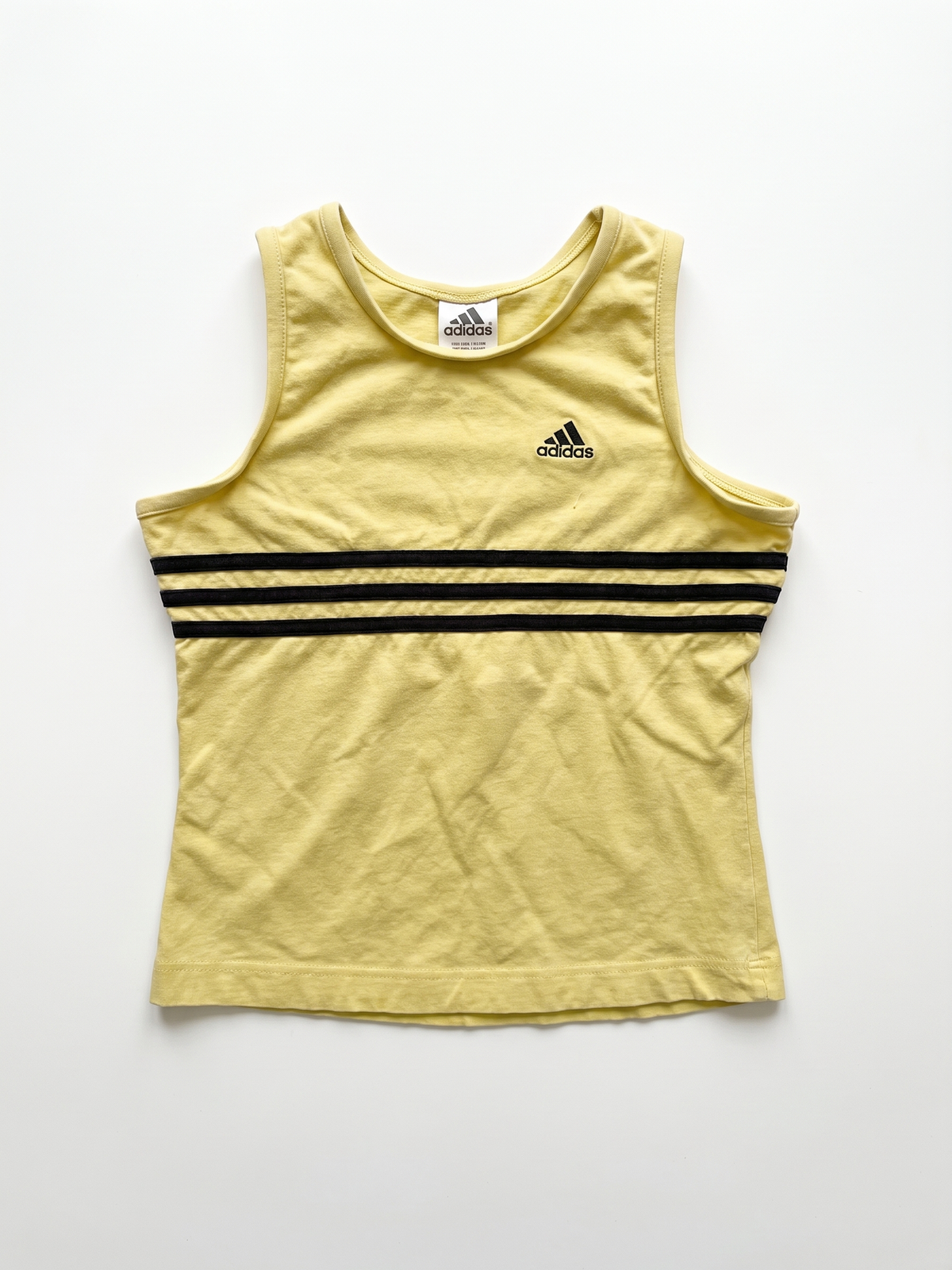 Adidas 90s Yellow Black 3 Stripe Cotton Tank Top