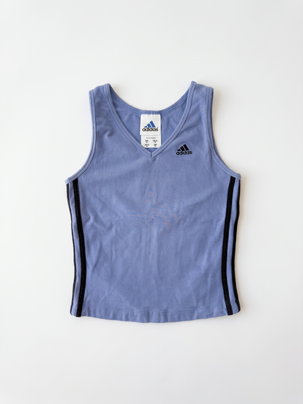 Adidas Early 2000s Blue Black V-Neck Tank Top