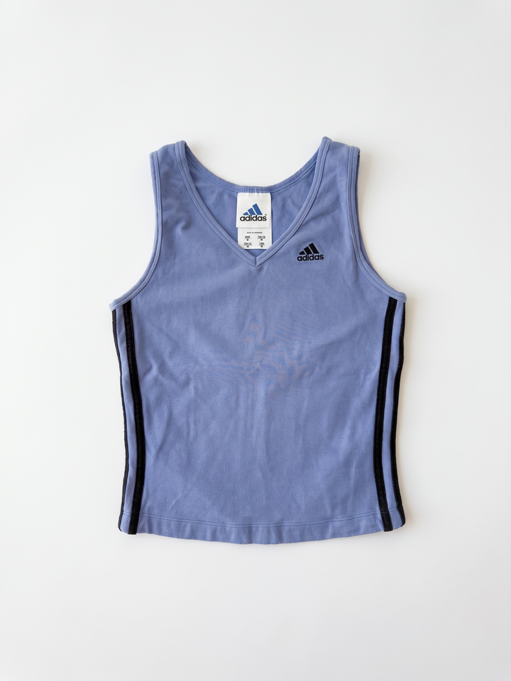 Adidas Early 2000s Blue Black V-Neck Tank Top