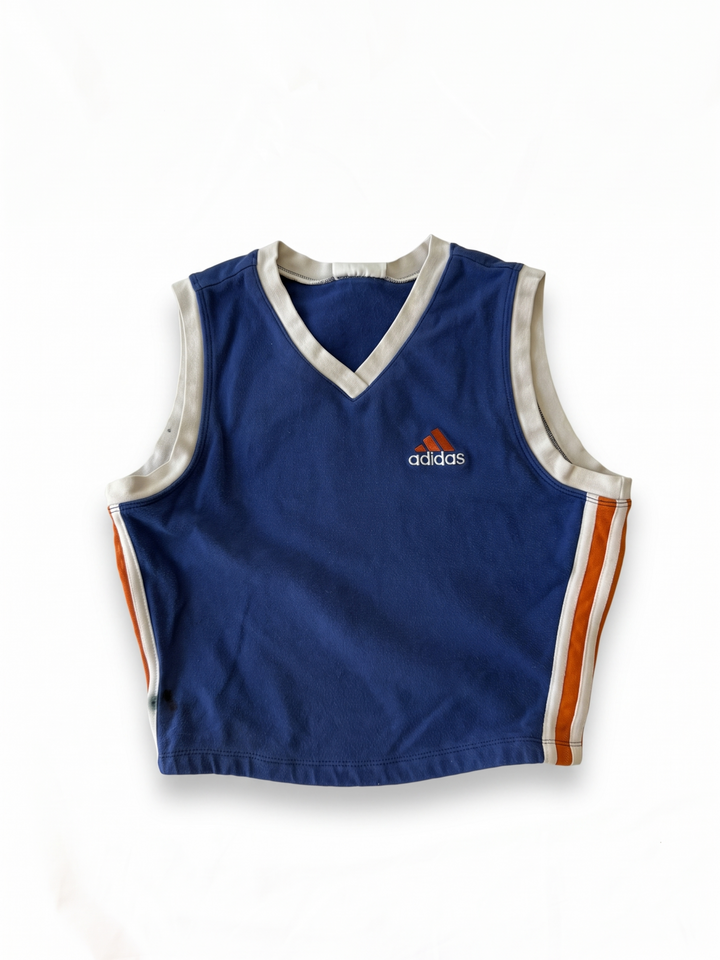 Adidas Early 2000s Blue Orange V-Neck Tank Top