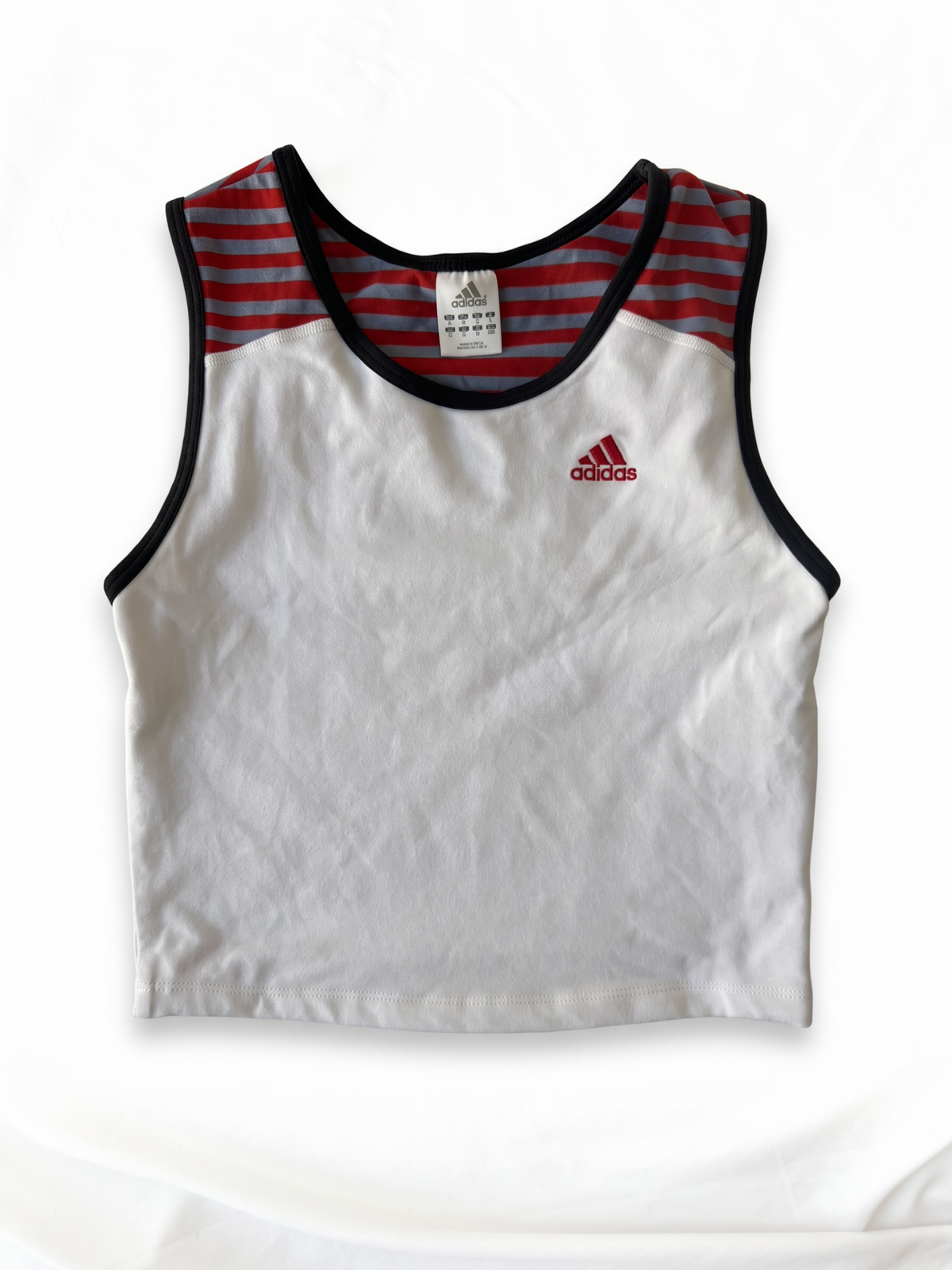 Adidas Y2K White Red Striped Tank Top