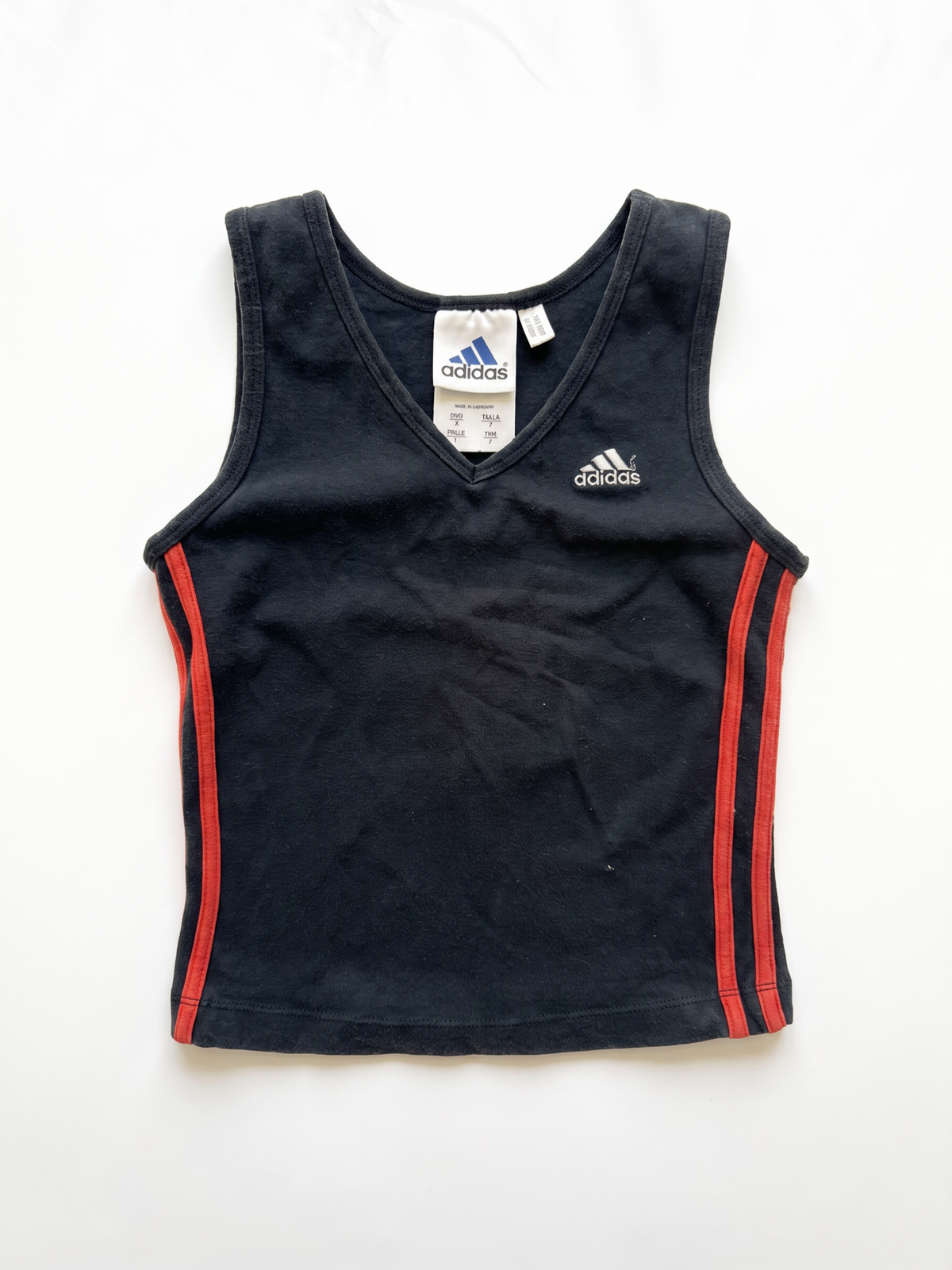 Adidas Y2K Black Red V-Neck Tank Top