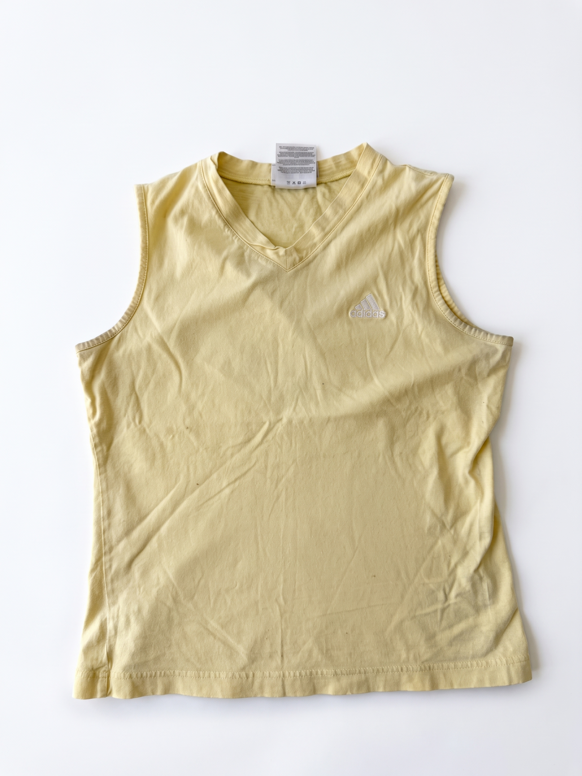 Adidas Y2K Pale Yellow Cotton V-Neck Tank Top