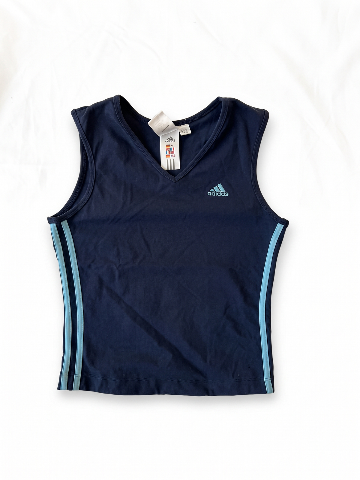 Adidas 2000s Navy Blue Aqua V-Neck Tank Top