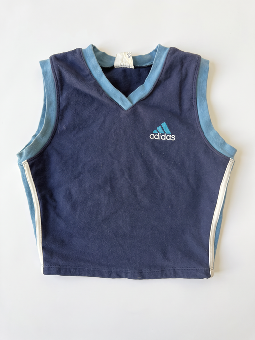 Adidas 90s Navy Aqua V-Neck Crop Tank