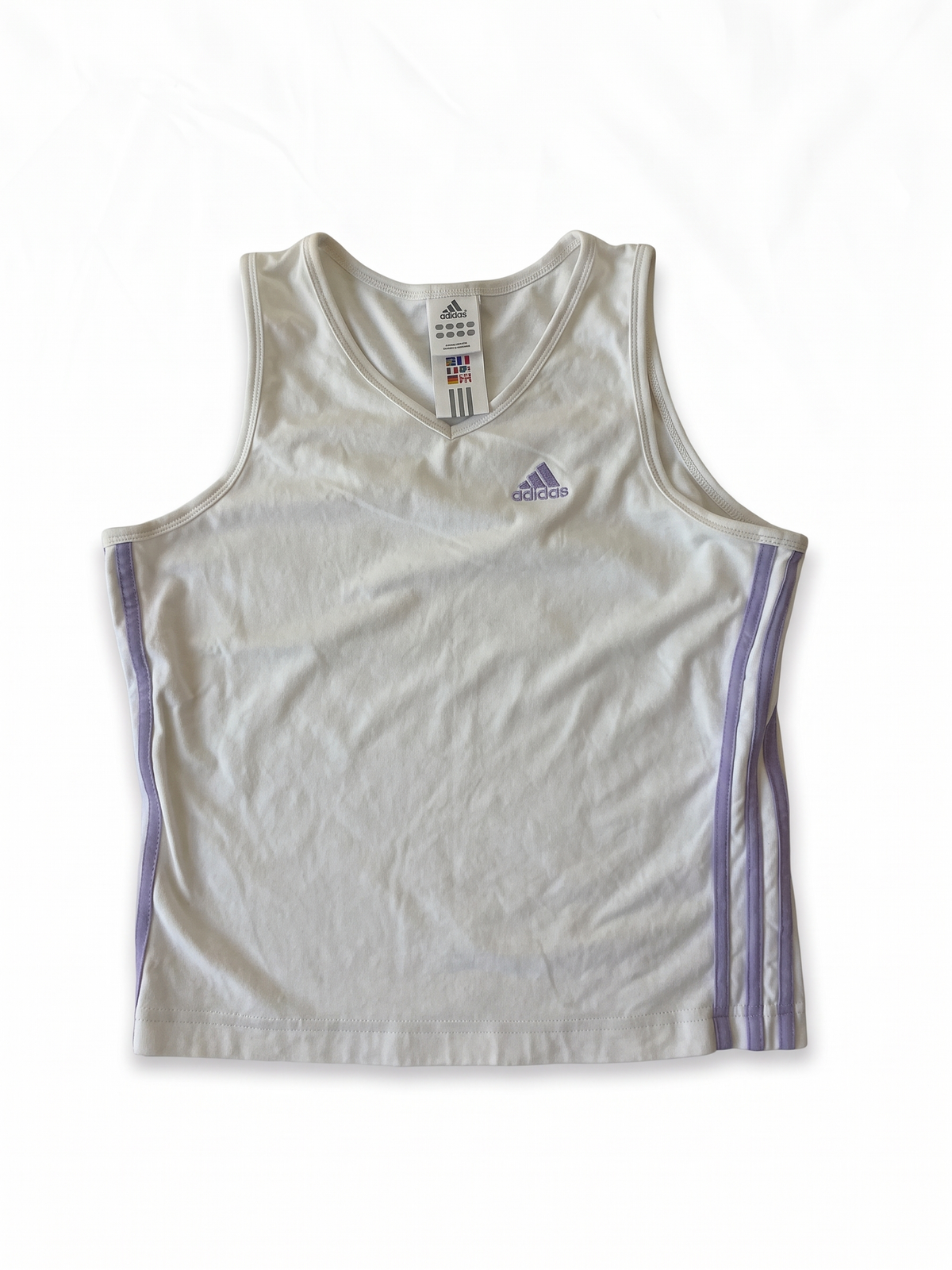 Adidas 2000s White Lavender Cotton Tank Top