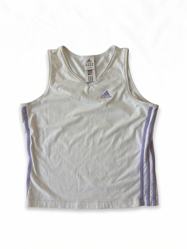 Adidas 2000s White Lavender Cotton Tank Top