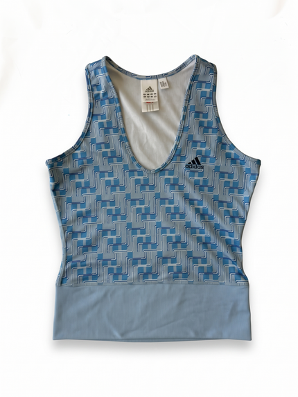 Adidas Y2K Blue Geometric Print Tank Top